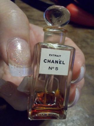 Vintage Chanel No 5 7ml Parfum Perfume Glasses Bottle W/glass Dauber Stopper