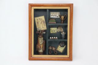 Vintage Golf Themed Classic Wooden Shadow Box Wall Hanging