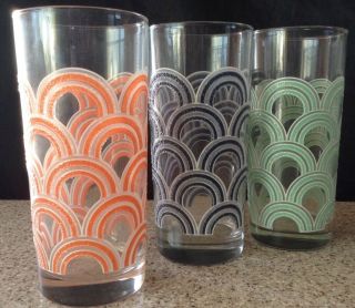 Vintage Fiesta Arch Rainbow Drinking 16 oz Glasses Glassware Tumblers - Set of 6 2