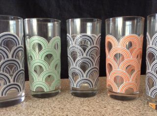 Vintage Fiesta Arch Rainbow Drinking 16 oz Glasses Glassware Tumblers - Set of 6 6