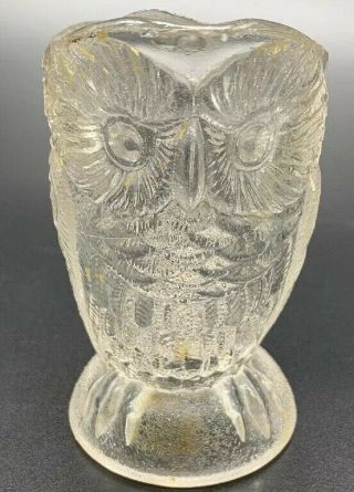 Vintage Toy Glass Clear Owl Creamer Bryce Higbee And Company 1886