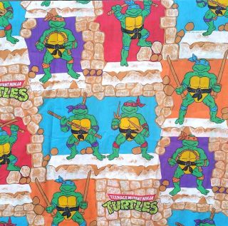 Vintage Teenage Mutant Ninja Turtles Flat Twin Sheet 1988 Bibb
