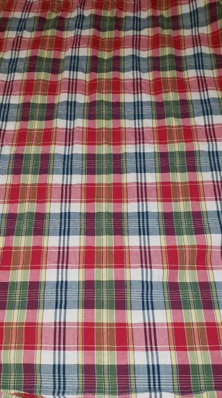 Awesome Vintage Ralph Lauren Sundeck Plaid 100 Cotton Queen Flat Sheet Fabric