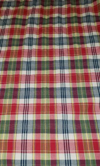 Awesome Vintage Ralph Lauren SUNDECK PLAID 100 Cotton QUEEN Flat Sheet Fabric 2