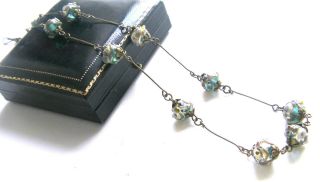 Vintage Jewellery Murano Glass Venetian Wedding Cake Aqua Bead Necklace