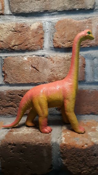 1985 Imperial Brontosaurus Dinosaur Plastic Made Hong Kong 8.  5x8 " Vintage Figure