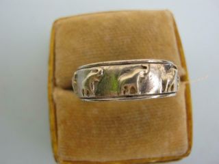 Vintage Silver Elephant Ring Sz N.  5