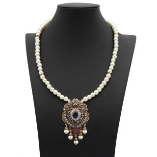 Ethnic Turkish Jewelry Necklace Bohemia Natural Stone Pendant Charm Vintage Gift