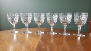 6 Vintage Stuart Clifton Park Crystal Wine / Water Goblets Glasses