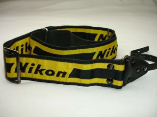 Nikon Camera Neck Strap Yellow / Black,  Vintage,  1 1/2 " Wide 02979