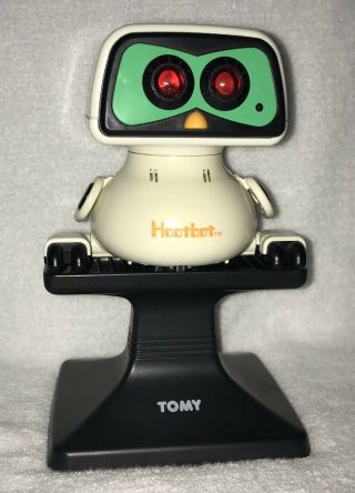 Htf Vintage 1985 Tomy Hootbot Robot Owl W/ Stand Vintage 80s Toy