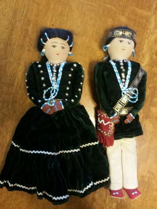 Vintage Indian Couple.  Handmade With Velvet And Beads.