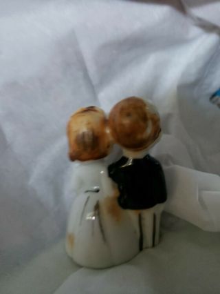 Vintage Bride & Groom Couple Wedding Bell Cake Topper Japan hand painted 2.  5 
