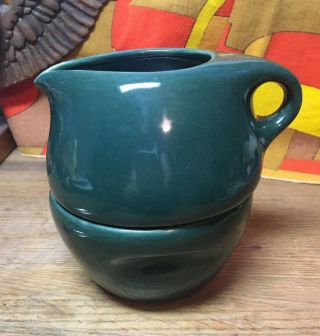 Vintage Russel Wright Iroquois Casual Parsley Dark Green Stacking Creamer Sugar