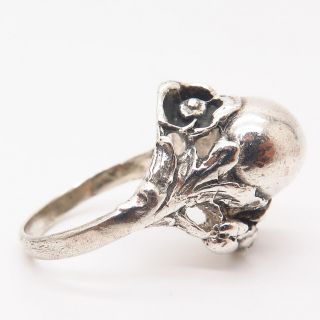 925 Sterling Silver Vintage Domed Floral Design Ring Size 9 1/4 5