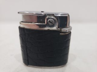 Vintage Ronson Petite Leather Wrapped Silver Lighter 1950s