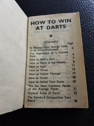 How To Win At Darts By George Caley Vintage Book.  Dorwin pencil co 2