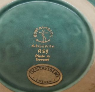 Vintage Gustavsberg Wilhelm Kage Argenta Art Pottery Silver Floral Overlay Bowl 4