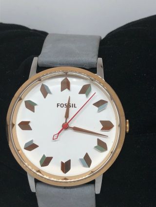 Fossil Es4057 Vintage Muse Women’s Gray Leather Analog Dial Watch Bb333