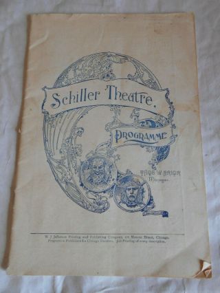 Vintage Programme Schiller Theatre Chicago 1894