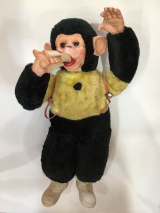 Vintage 1950s Mr Bim Zippy Zip The Chimp 20” Monkey Stuffed Plush Rubber Face