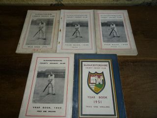 1947 - 51 Bundle Of 5 Copies Of Gloucestershire County Cricket Club Year Books ^