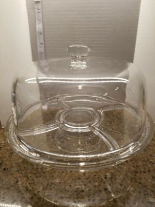 Vintage Domed Cake Stand,  Clear Glass,  Maker Unknown