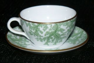 Vintage Spode Copeland England Miniature Mini Cup And Saucer Set Green