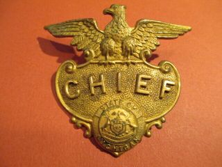 Vintage Michigan Police Or Fire Chief Hat Badge Circa 1940