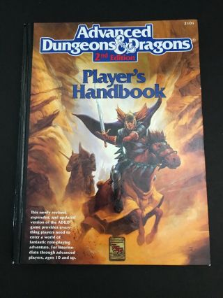 Advanced Dungeons & Dragons Players Handbook 2nd Edition Vtg 1993 Tsr 2101 D&d