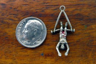 Vintage Sterling Silver Acrobat Circus Movable Flying Trapeze Enamel Charm