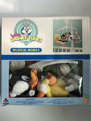 Baby Looney Tunes Musical Mobile Crib Plush Sylvester Tweety Bugs Daffy Vintage