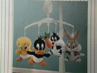 Baby Looney Tunes Musical Mobile Crib Plush Sylvester Tweety Bugs Daffy VINTAGE 3