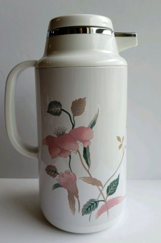 Vintage Thermos Insulated Pitcher 1 Quart Coffee Carafe Floral Made In Japan