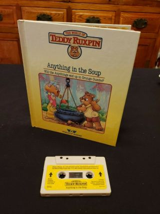 Vintage Teddy Ruxpin - Anything In The Soup - Book And Cassette Tape - Great