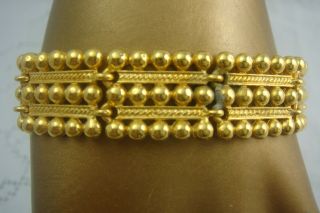 Vintage Rich Gold Tone 7 1/2 " Beaded Panel Bracelet