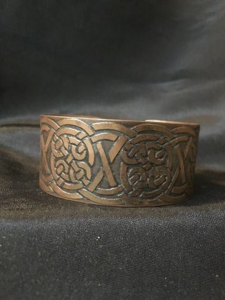 Wide Vintage Celtic Knot Brass Cuff Bracelet,  Irish Celtic Endless Knot Jewelry