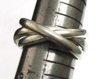 Cool Vintage 925 Sterling Silver 3 Band Puzzle Ring 8g Sz 9 1/2 Estate