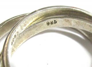 Cool Vintage 925 Sterling Silver 3 Band Puzzle Ring 8g Sz 9 1/2 Estate 3