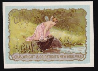 Us Vintage Chas.  Wright & Co Bath Perfume Label " Fairy Girl By Stream " Lovely