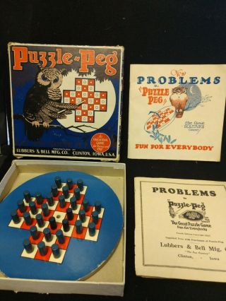 Puzzle Peg Lubbers & Bell Mfg.  Co Clinton Iowa Vintage 1922