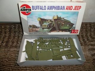 Vintage 1993 Airfix Buffalo Amphibian & Jeep 1/72 Model Kit
