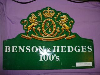 1990 Vintage Benson & Hedges Cigarettes Embossed Tin Sign -