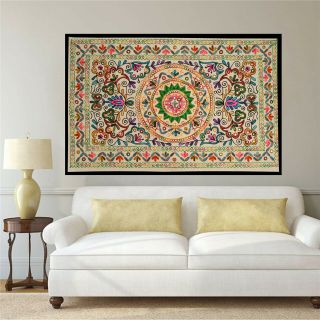 Sanskriti Vintage Ari Work Tapestry Wall Hanging Cotton Bedspread Rug Home Decor