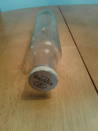 Vintage Roll - Rite Glass Rolling Pin W/ Metal Cap