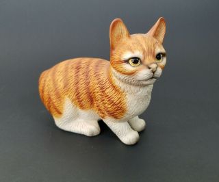 Vintage Global Art Harvey Knox Striped Orange & White Cat Ceramic Figurine