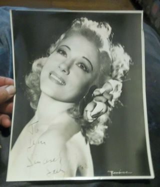 Vintage Sally Rand Auto Autographed 8 X 10 Photo