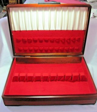 Vintage Wood Silverware Silver Storage Chest Dovetailed Corners Tarnish Proof
