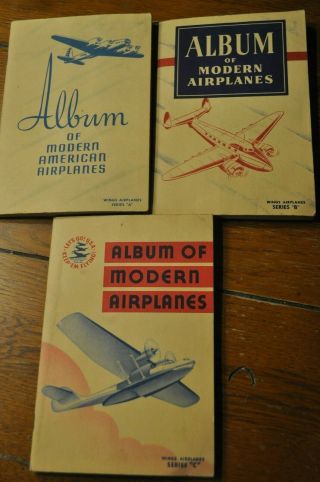 3 Vintage Album Of Modern American Airplanes Card Books Series A B C