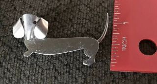 Beau Vintage Sterling Silver Weiner Dog,  Dachshund Brooch Pin 2” Long 7/8” Tall 3